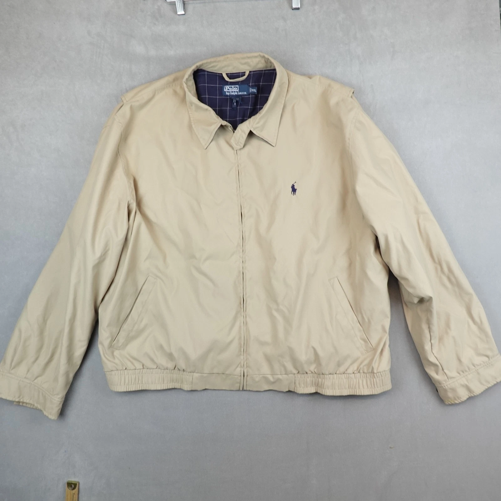Polo Ralph Lauren Harrington Jacket Mens XXL Tan Plaid Lined Golf Full Zip
