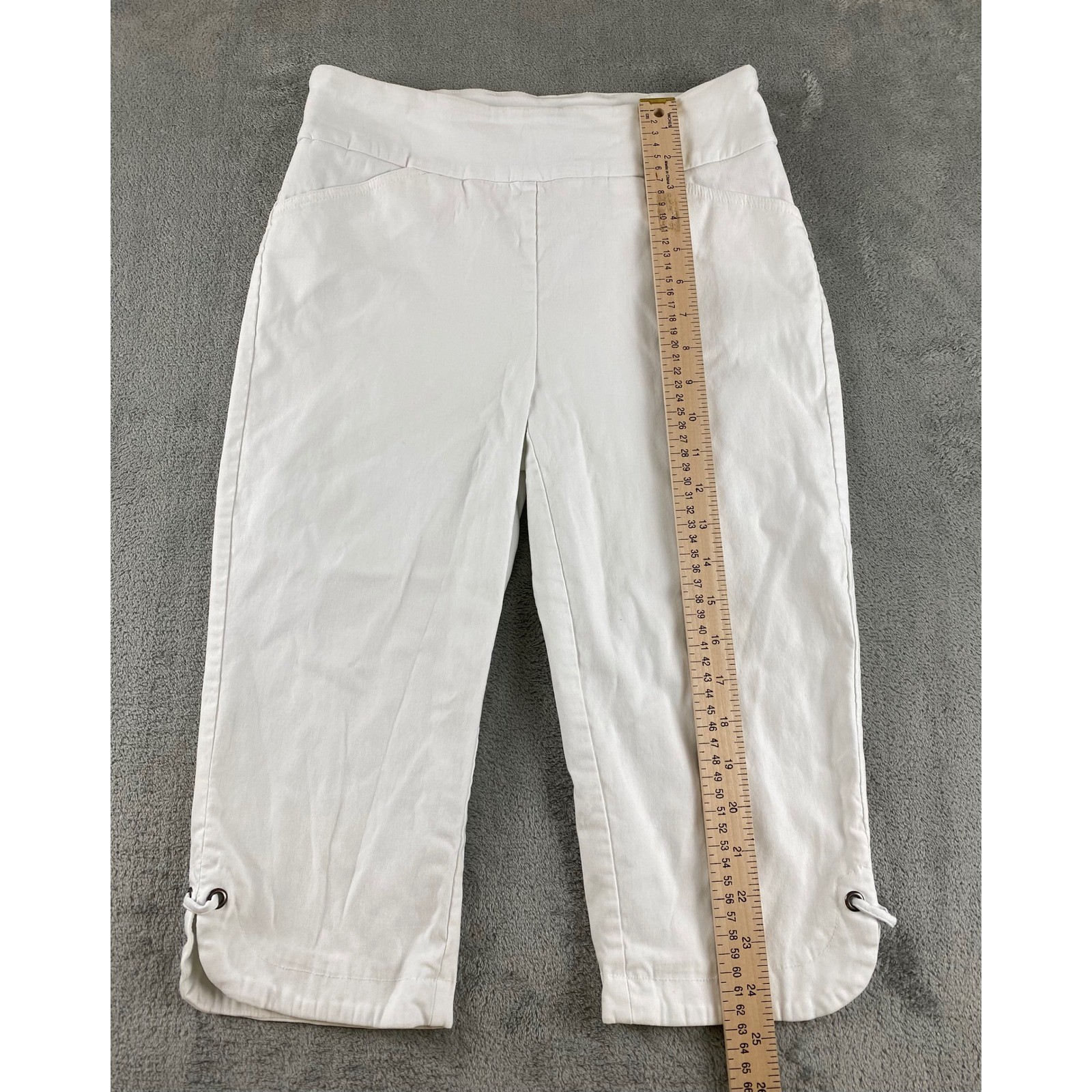 Patchington White Capri Pants Cropped Drawstring … - image 8