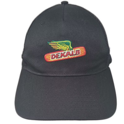Quake City Caps DeKalb Winged Ear Corn Mesh 5 Panel Hat Black Red OS Strapback