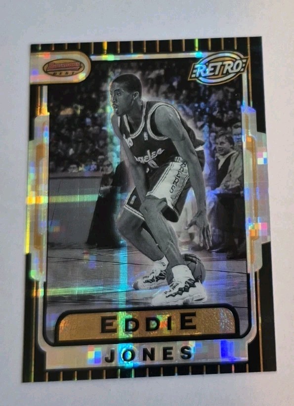1996-97 Bowman's Best Retro Atomic Refractor Eddie Jones LA LAKERS #TB9 RARE