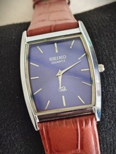 Vintage Classic Seiko Slim Tank japan Made Blue Dial Men's Wrist watch