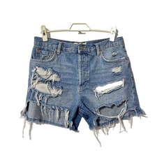 We The Free Free People Distressed Denim Shorts Light Wash Blue High Rise 29