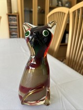 Vintage Murano Glass Cat 1950s Large Rare Collectible