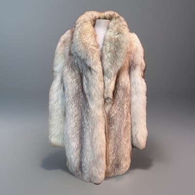 Vintage Blau Frost Fuchs Pelz Mantel Jacke Damen Gr. IT44 Large Silber Beige Luxe