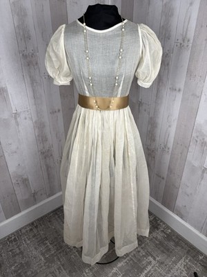 1930s organza dress 1930's White Organza Dress with Puffed Sleeves and Floral Embroidery Eveliina Vintage