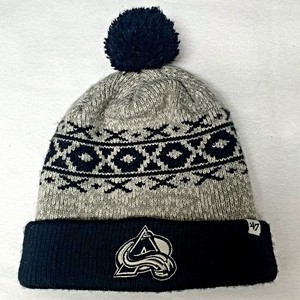 COLORADO AVALANCHE BRAND ‘47 Navy Blue / Grey Knit Beanie Hat UNISEX ONE SIZE