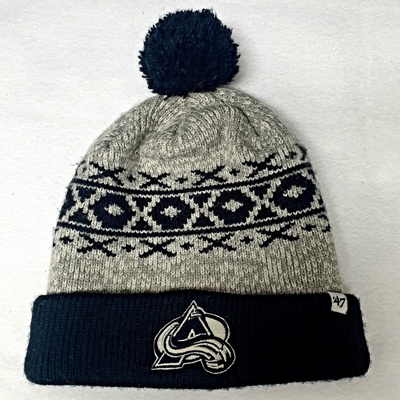 COLORADO AVALANCHE BRAND ‘47 Navy Blue / Grey Knit Beanie Hat UNISEX ONE SIZE