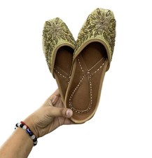 Women Punjabi jutti wedding Mojari flat khussa ballet fern green US size 6-10