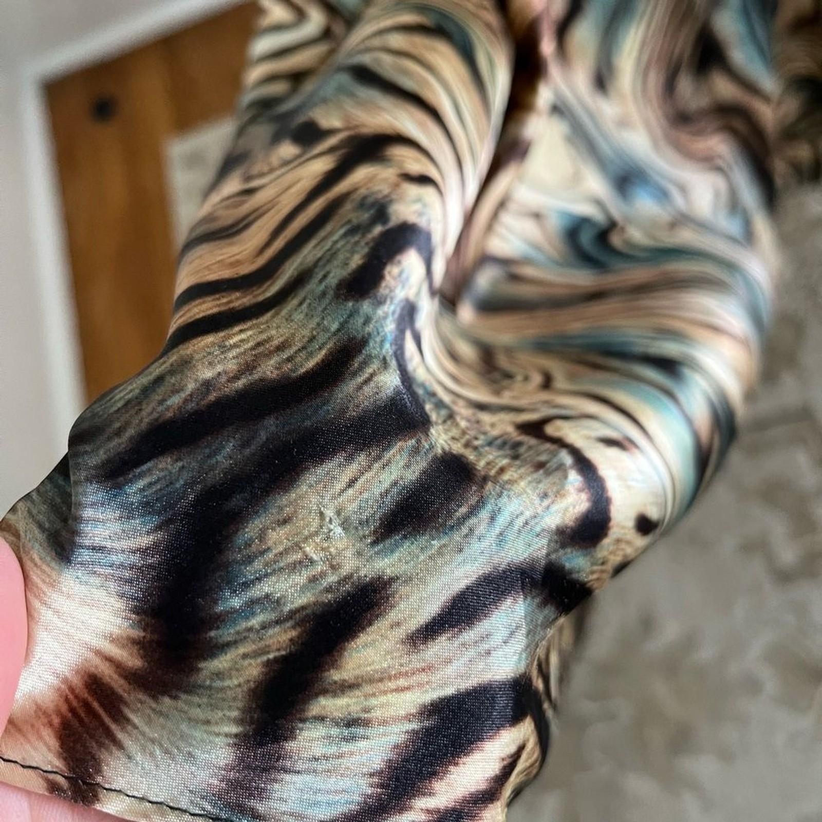 Xscape Strapless Ruched Marble Swirl Gown Size 6 Y2K Rhinestone Forma