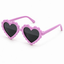Kids Heart Shaped Sunglasses Scalloped Frames Boys Girls 6 Colors 1 Pair