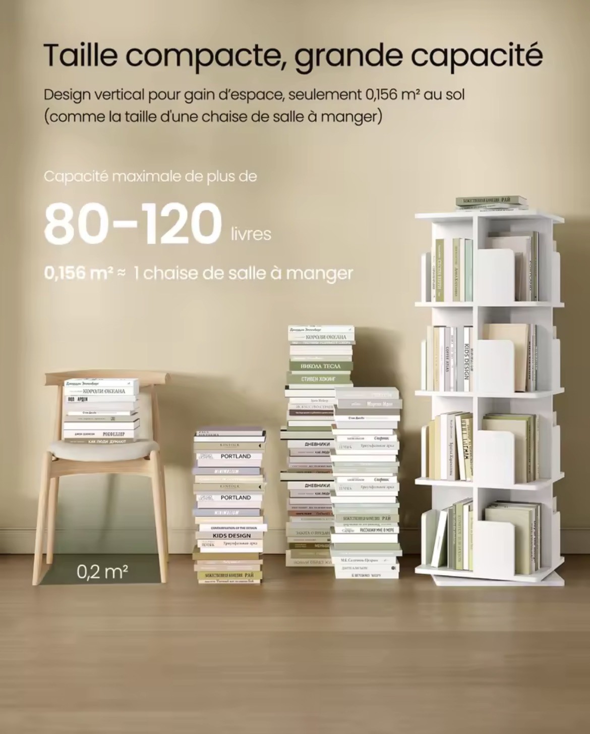 Étagère livres rotative blanche pour optimiser les petits salons - 2