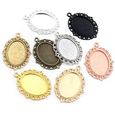 Vintage Style Cabochon Base Settings 10pcs 18x25mm Pendant Trays for DIY Use