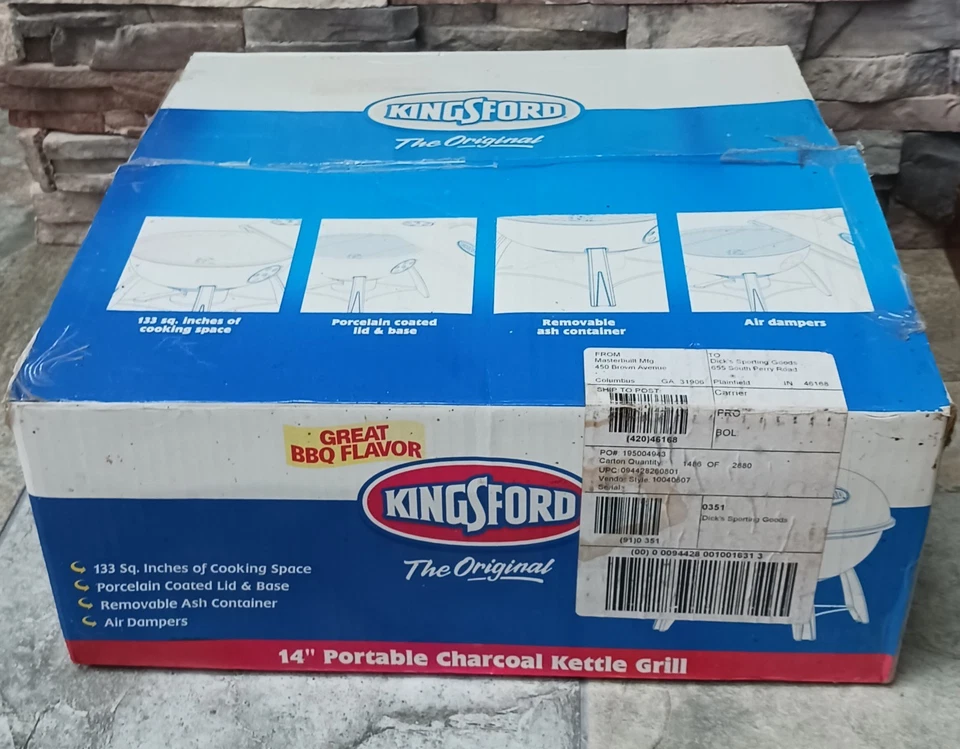 Vintage KINGSFORD 14" Portable Charcoal Kettle Grill STILL NEW IN BOX - Image 3 of 4