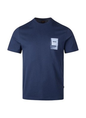 HUGO BOSS Herren T-Shirt Blau Te_Einfarbig Kurzarm Baumwolle Größe 2XL Neu mit Etikett C1542