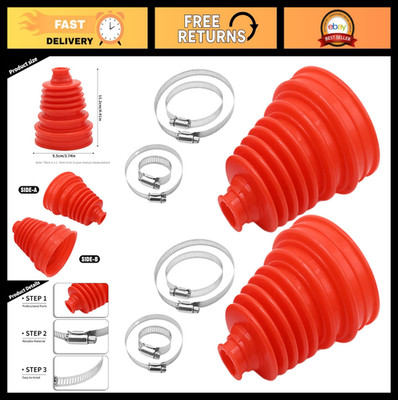 2Pcs 5'' Red Silicone CV Boot Kit - Universal Constant Velocity Joint Boots Set w
