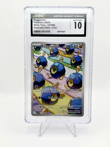 Roggenrola 127/086 White Flare 2025 Illustration Rare Graded CGC 10 Gem Mint
