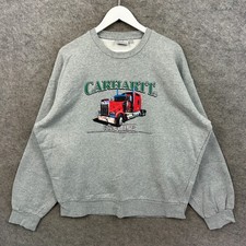 Carhartt Jumper Mens Large Grey On The Road Sweat Sweatshirt Pullover Truck WIP