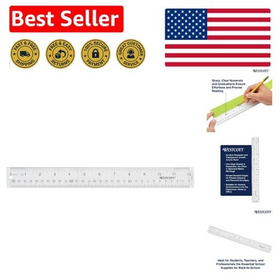 12-Inch Acrylic Clear Ruler with Easy-to-Read Markings - Perfect for School &...