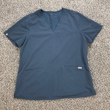 FIGS Women's L Casma 3-Pocket Scrub Top Navy Blue V-Neck Technical Collection