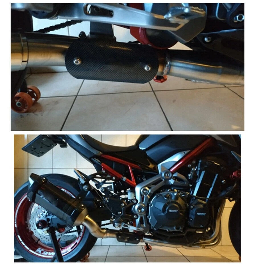 Carbon Fiber Look Motorcycle Exhaust Muffler Middle Pipe Heat Shield Cover Guard - Image 3 of 4