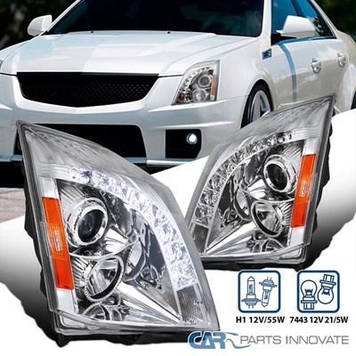 Give Your Cadillac CTS A Modern Look: Black Projector Headlights With LED Strip (Fits 2008-2014)