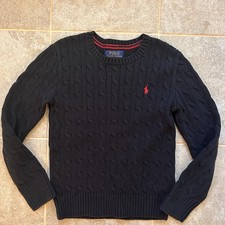 Polo Ralph Lauren Boys Small8 Cable Knit Sweater Kids navy Pullover Crew Cotton