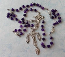 Custom AMETHYST ARCHANGEL ROSARY Michael Gabriel Raphael Silver Medal Saint 8mm 