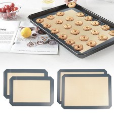 Set of 4 Silicone Non Stick Baking Mat Sheet Tray Oven Liner Rolling Cake Mat