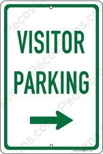 Visitor Parking Right Arrow 8"x12" Aluminum Sign UV Protected Made in USA Green