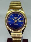 Vintage Refurbished Seiko 5 Automatic Day/Date Japan Men's Blue Wrist Watch