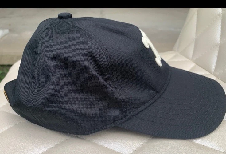 Celine Baseball Cap Hat Men Women In Cotton LOGO Size M Triomphe Black White - Image 2 of 4