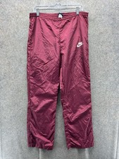 90s Nike Pants Mens Medium Red Nylon Windbreaker Vintage Athletic Sweat Nylon