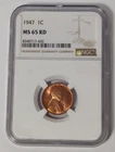 1947 LINCOLN CENT NGC MS 65 RD
