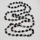 Vintage Black Glass Beaded Necklace 52 in Long Costume Jewelry