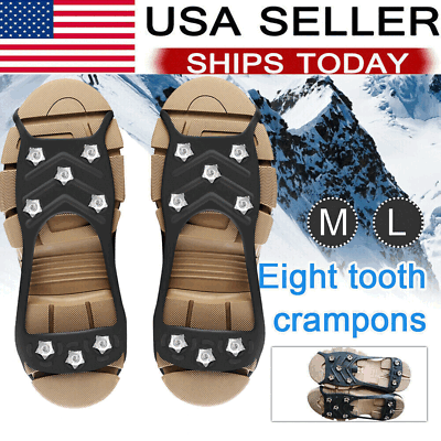 #ad Ice Snow Anti Slip Spikes Grips Grippers Crampons Cleats For Hike Shoes Boot $11.99