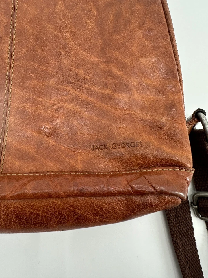 Jack Georges Pequeña Mochila Cartera Convertible Bandolera Cuero Marrón Viaje Foto 3 de 4