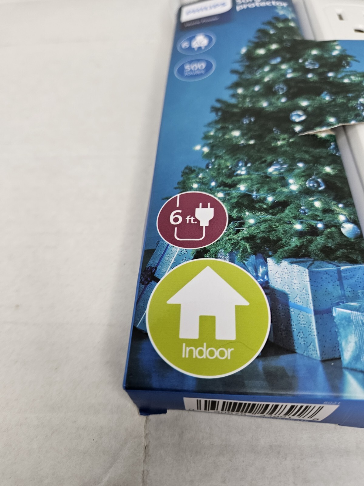 Phillips 6 Foot 6 Outlet Power Strip Braided Cord Gray/White