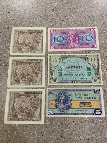 Vintage Militär Währung Yen, Sen, Cent Lot von 6-5, 20, 50 & 1 - Bild 5 von 12