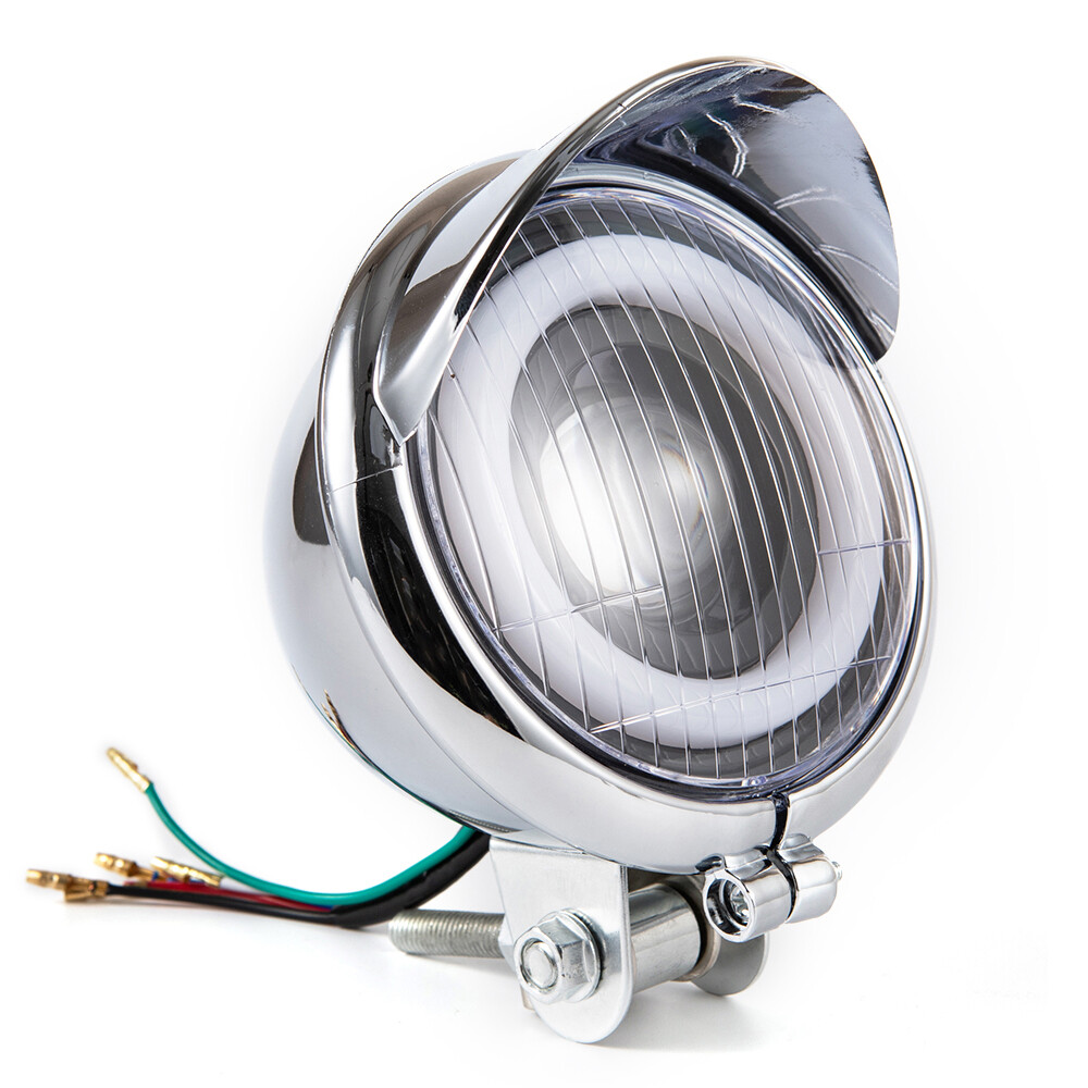 MCS 4 Bullet Koplamp Met Vizier Onderste Montage Chroom