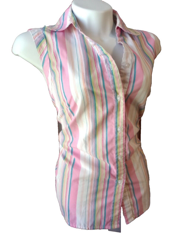 WHITE STAG pink stripped button down shirt- size Ladies M 8/10