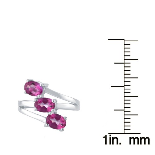 3Ctw Oval Cut lab Created Pink Topaz 14k White Gold Plated Engagement Ring 7 8 9 - Picture 3 of 5