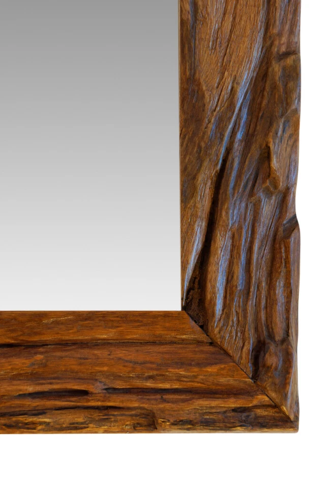 Teak Mirror Wall Mirror Reclaimed Wood Frame 100 x 75 cm Bathroom Teakwood - Image 2 of 4
