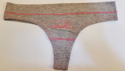 Rue 21 Women's Cotton Thong Panties SMALL Gray Pink Glitter Out Of Your League