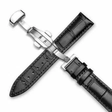 Genuine Leather Alligator Crocodile 22 MM Black Watch Band Strap Replacement