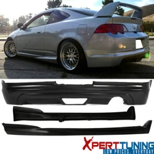 Fit 02-04 Acura RSX Mugen Style Rear Bumper Lip Spoiler & Side Skirt - PU