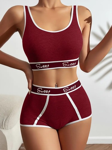 Women's Cotton Bra Panties Yoga Set Underwear Fitness - Picture 12 of 12
