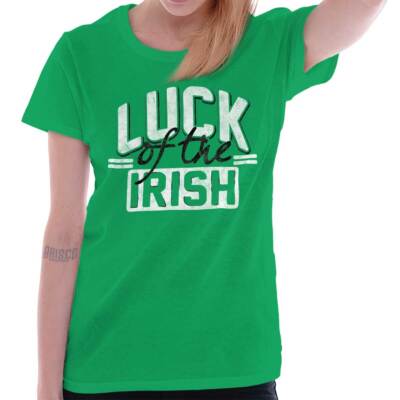 St Patrick's Day Luck of the Irish Shamrock Womens Top Junior Graphic Tee