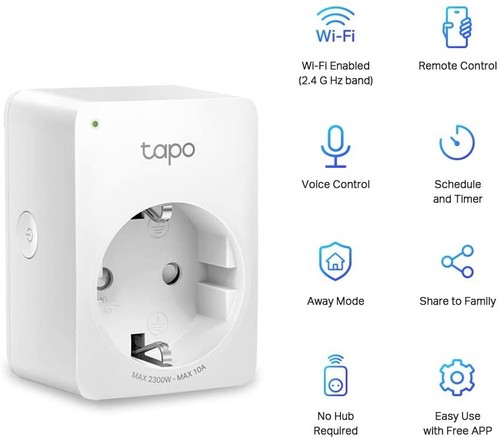 TP-Link Tapo P100 Mini Smart Plug WiFi Socket for Alexa Google Home V1 - Afbeelding 3 van 3
