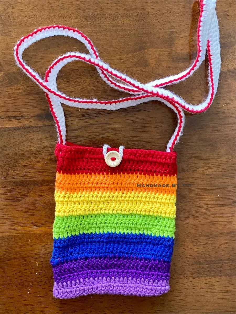 Crochet rainbow deals bag