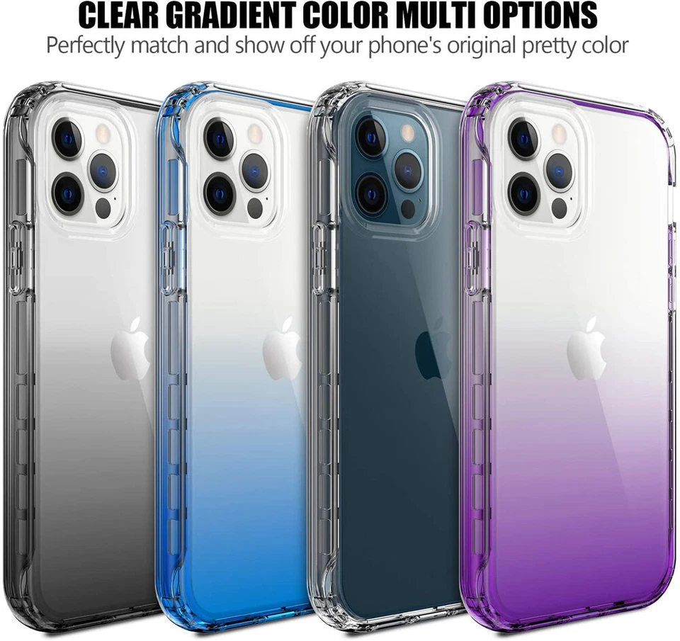 For iPhone 17 16 15 14 13 12 Pro Max 2in1 Clear TPU Gradient Rugged Case Cover - Image 3 of 4